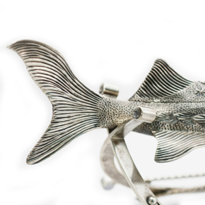 Silver-plated caviar bowl "Sturgeon on a stand"